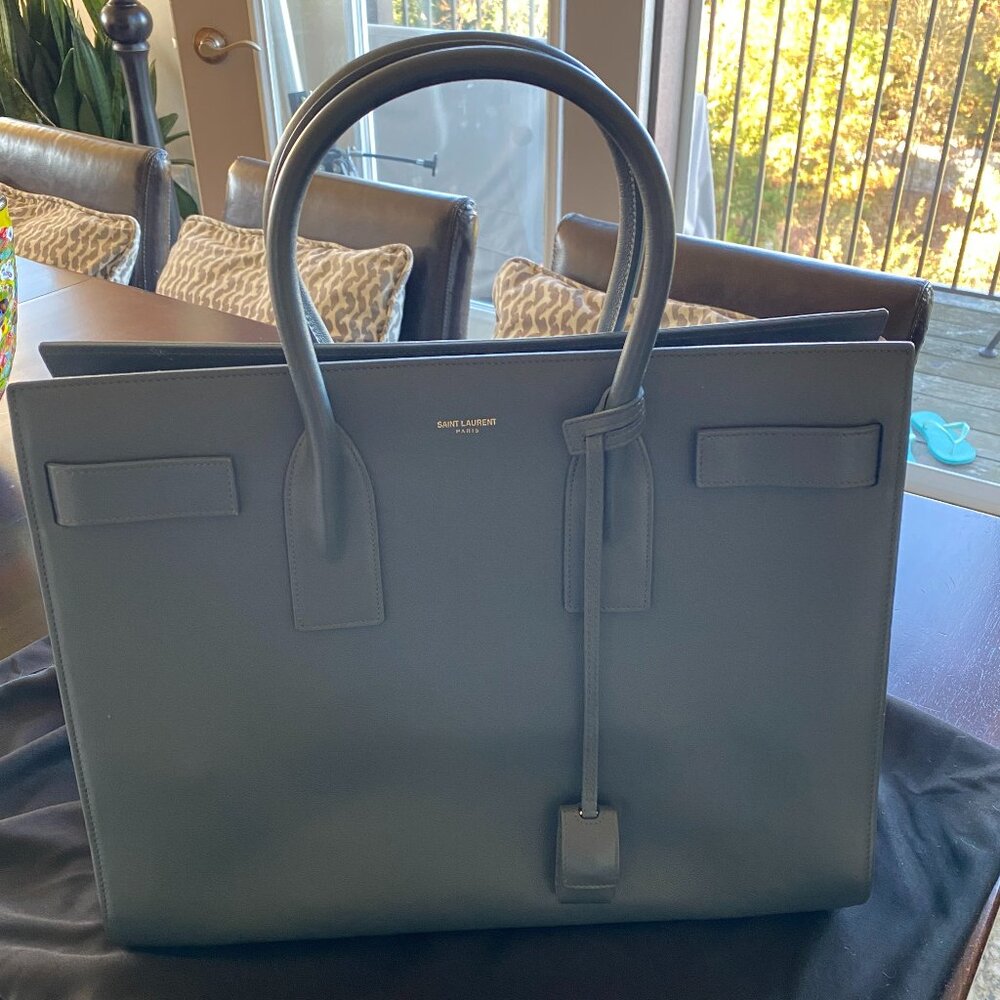 Saint Laurent Sac de Jour Large Blue/Gray Great Condition $3490.